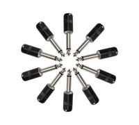 Pro-C Mini Short Barrel 1/4 Inch 6.35mm Connector Jack Black Nickel for Audio Guitar Patch Cable TS TRS(X065B(10pcs))