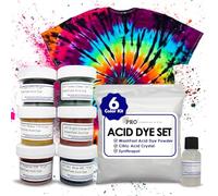 PRO Chemical Acid Dye Set | 6 Different Dyes | Dyes Wool, Nylon, Mohair, Silk & More | Easy to use Fabric Dye or Nylon Clothing Dye | Simple Application for Dyeing Beginners | Includes Black Wool Dye