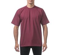 Pro Club Men's Heavyweight Cotton Short Sleeve Crew Neck T-Shirt, Maroon, Large Tall