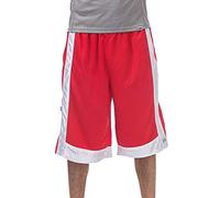 Pro Club Men's Heavyweight Mesh Basketball Shorts, Red/White, Large