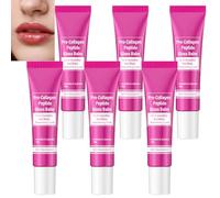 Pro-Collagen Peptide Lip Gloss Balm, Hydrating and Plumping Lip Gloss with Vitamin E, Smooth and Repair Dry Cracked and Elasticity, Reducing Lines, Long-Lasting Transparent and Non-greasy (6pcs)