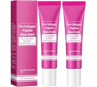 Pro-Collagen Peptide Lip Gloss Balm,Plumping and Hydrating with Vitamin E,Sheer Glossy Finish for Fuller,Long-Lasting Transparent Non-greasy,2pcs