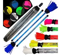 Pro COMMANDO Flower Stick Set (6 Camouflage Colours) - Fiberglass Core With Grip Silicone Coating + Camo Wooden Handsticks! (Blue/Blue Handsticks)