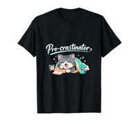 Pro-crastinator Kawaii Chibi Cat Lazy Script Graphic T-Shirt