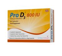 Pro D3 800 IU Capsules | Premium Vitamin D3 | 30 Capsules | Gelatine Free, Lactose Free, Dairy Free, Nut Free | Suitable for Vegetarians, Halal & Kosher Diets | Made in The UK