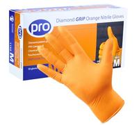 PRO Diamond Grip Orange Disposable Gloves - Heavy Duty Nitrile Glove - 50 Pack - Large - Powder-Free, Latex-Free - Mechanic Gloves, Workshop, Automotive & Industrial PPE