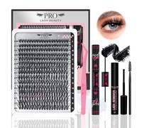 PRO DIY Lash Extension Kit 300 Pcs Lash Clusters D Curl, Mix Eyelash Clusters Individual Lashes Kit Lash Bond And Seal Lash Remover Eyelash Brush Lash Tweezer Self Apply At Home(40D-9-16mix Kit)