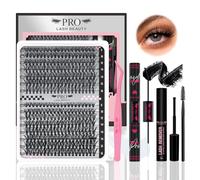 PRO DIY Lash Extension Kit 300 Pcs Lash Clusters D Curl, Mix Eyelash Clusters Individual Lashes Kit Lash Bond And Seal Lash Remover Eyelash Brush Lash Tweezer Self Apply At Home(30D+40D-9-16mix Kit)