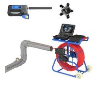 Pro Drainage Camera, Sewer Camera with 512Hz Transmitter, 9mm Cable, Keyboard & 16GB, Meter Counter, Heavy Duty LED Duct Chimney Self-Leveling Pipeline Wall Snake Cameras for Pipe(100m)