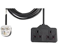 PRO ELEC 0139B-5M - Rubberised Plastic Extension Lead, 2 Socket, 5 Metres (Black)
