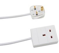 PRO ELEC 1 Gang Extension Lead 1m UK Mains Power Extension Cable White | Single socket extension lead with 1m cable, 13A rating and UK Type G plug.
