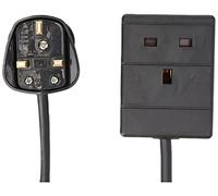 PRO ELEC 1 Gang Extension Lead 5m 13A UK Power Extension Black | Single socket extension lead with 5m cable, 13A rating and UK Type G plug for extended power access.