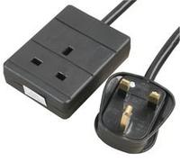 PRO ELEC 1-Gang Mains Extension Lead, 0.5m Cable, 13A, Black - PELB1799