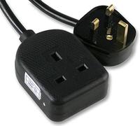 PRO ELEC 1-Gang Rubber Extension Lead, 5m Cable, 13A, Black - PELB1606