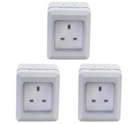 PRO ELEC 1-Gang Weatherproof Mains Socket, IP55 - Outdoor Use, 13A, 250V AC, 20mm Knockouts - PEL00886 (Pack of 3)
