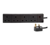 pro-elec 1 m 4 Gang Way UK 13 A Trailing Socket Mains Power Extension Lead - Black