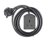 kenable 1 Gang Single Way UK 13A Mains Power Socket Extension Lead Black 3m [3 metres]