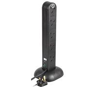 PRO ELEC 10-Gang Tower Extension Lead, 2m Cable, 13A, Black - PELB1698