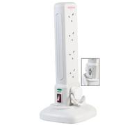 Pro Elec - 10 Way Surge Protected Switched Tower Extension Lead With Usb, White