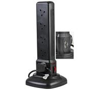 Pro Elec - 10 Way Switched Tower Extension Lead With Usb, 2M Black