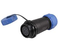 PRO ELEC 12-Pin Circular Threaded Inline Socket, IP68 Waterproof, 7-12mm Cable, Nylon Body, Brass Contacts, Gold Plated, SP211 Series - Industrial & DIY Electronics Connector