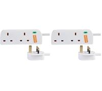 Pro Elec 1202NS-2 m 2 Gang Surge Protected Extension Lead, 2 m, White (Pack of 2)