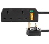 Pro Elec 1202NS-5 m BLK 2 Gang Surge Protected Extension Lead, 5 m, Black