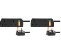 Pro Elec 1202NS-5 m BLK 2 Gang Surge Protected Extension Lead, 5 m, Black (Pack of 2)