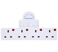 Pro-Elec 13 A 4 Way Switched Adaptor with Surge Protection - White