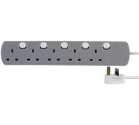 Pro Elec - 13A, 5-Gang Individually Switched Extension, 1M Lead