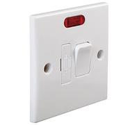PRO ELEC 13A Switched Fused Connection Unit with Neon Indicator - 1-Gang Double Pole, White Rounded Edge, 250V, BS 1363 Compliant, Electrical Socket Switch for Domestic & Commercial Use - PEL01410