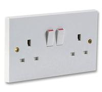 Pro Elec 13A Switched Socket, 2 Gang Single Pole