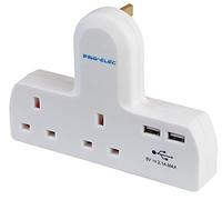 Pro Elec 15130pl - Adaptor Plug (2 Gang USB)