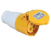 PRO ELEC 16A 110V CEE Cable Mount Socket, 2P+E, IP44, Yellow - Industrial Site Connector with Hinged Cover (PELB0118)