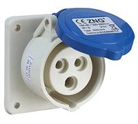 PRO ELEC 16A 230V Panel Mount CEE Socket, 2P+E, IP44 - Industrial Blue Connector (PELB0124)