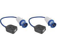 PRO ELEC 16A Mains Socket to CEE Plug Converter, 230V, Blue, 350mm (Pack of 2)