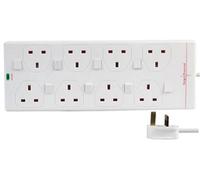 Pro Elec - 1M 8 Way Individually Switched Surge Protected Extension Lead, White