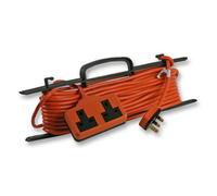 Pro elec 2 Gang Garden Extension Lead, High Impact Rubberised Twin Socket, 15M, With H Frame Cable Tidy