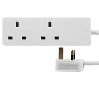 PRO ELEC 2-Gang Mains Extension Lead, 15m Cable, 13A, White - PELB1404