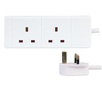 PRO ELEC 2-Gang Mains Extension Lead, 15m Cable, 13A, White - PELB1513