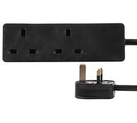 PRO ELEC 2-Gang Mains Extension Lead, 5m Cable, 13A, Black - PELB1399