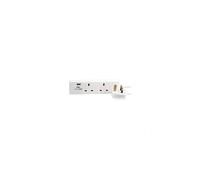 Pro Elec 2-Gang Mains Extension Lead with USB, 1m,white usb