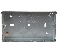 PRO ELEC 2 Gang Metal Back Box - 25mm Depth, Fixed Lugs, Steel Construction, BS4662 Compliant - PELB1620