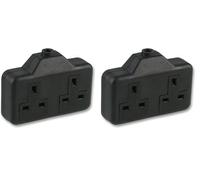PRO ELEC 2 Gang Rubber Trailing Socket - 250V, 13A, Hardwired, High-Impact Black - PELB1581 (Pack of 2)