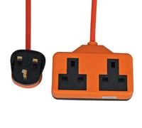 Pro elec 2 Gang Rubberised Plastic Extension Lead, 13A Orange - 15M
