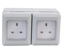 PRO ELEC 2-Gang Weatherproof Mains Socket, IP55 - Outdoor Power Socket, 13A, 250V AC (PEL00887)