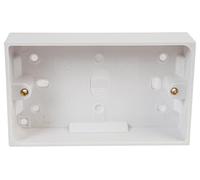 PRO ELEC 2-Gang White Surface Mount Pattress Box, 32mm Deep - BS5733 Compliant, Flame Retardant (PELB1498)