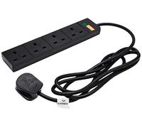pro elec 2 m 4 Socket Surge Protected Extension Lead with Neon On Light - Black