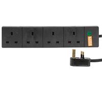 pro elec 2 m 4 Socket Surge Protected Extension Lead with Neon On Light - Black