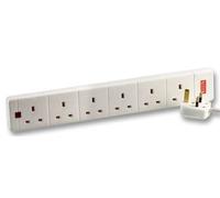 pro elec 2 m 6 Gang Surge Protected Extension Lead - White,pl09212pl
